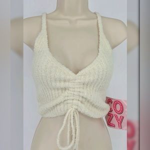 Juniors fuzzy soft crop top